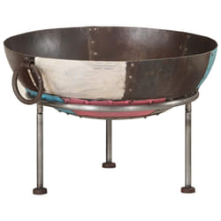 vidaXL Rustic Fire Pit Iron Garden Camping Furnace Patio Heater Bowl Fireplace - multicolour