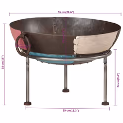 vidaXL Rustic Fire Pit Iron Garden Camping Furnace Patio Heater Bowl Fireplace - multicolour