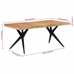 vidaXL Dining Table Home Kitchen Dining Room Dinner Table Breakfast Side Table - black, 180 x 90 x 77 cm - Additional view 3