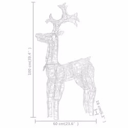 vidaXL Reindeer Christmas Decoration Xmas Glowing Reindeer Multi Colours/Sizes - warm white, 60 x 16 x 100 cm/ 2 pcs - Additional view 9