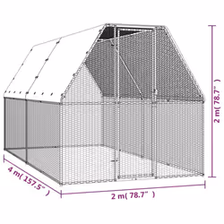 vidaXL Outdoor Chicken Cage Galvanised Steel Hen House Chicken Run Multi Sizes - 2 x 4 x 2 m