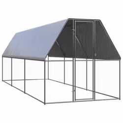 vidaXL Outdoor Chicken Cage Galvanised Steel Hen House Chicken Run Multi Sizes - 2 x 6 x 2 m