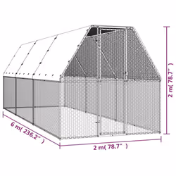 vidaXL Outdoor Chicken Cage Galvanised Steel Hen House Chicken Run Multi Sizes - 2 x 6 x 2 m - Additional view 4
