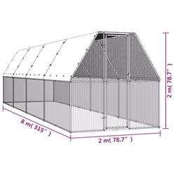 vidaXL Outdoor Chicken Cage Galvanised Steel Hen House Chicken Run Multi Sizes - 2 x 8 x 2 m - Additional view 4