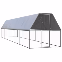vidaXL Outdoor Chicken Cage Galvanised Steel Hen House Chicken Run Multi Sizes - 2 x 10 x 2 m