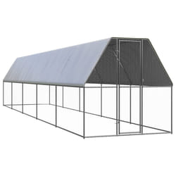 vidaXL Outdoor Chicken Cage Galvanised Steel Hen House Chicken Run Multi Sizes - 2 x 10 x 2 m