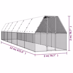 vidaXL Outdoor Chicken Cage Galvanised Steel Hen House Chicken Run Multi Sizes - 2 x 12 x 2 m - Additional view 4