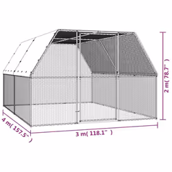 vidaXL Outdoor Chicken Cage Galvanised Steel Hen House Chicken Run Multi Sizes - 3 x 4 x 2 m - Additional view 4