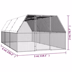 vidaXL Outdoor Chicken Cage Galvanised Steel Hen House Chicken Run Multi Sizes - 3 x 6 x 2 m - Additional view 4