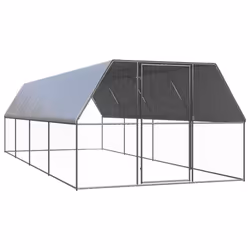vidaXL Outdoor Chicken Cage Galvanised Steel Hen House Chicken Run Multi Sizes - 3 x 8 x 2 m