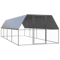 vidaXL Outdoor Chicken Cage Galvanised Steel Hen House Chicken Run Multi Sizes - 3 x 8 x 2 m