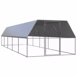 vidaXL Outdoor Chicken Cage Galvanised Steel Hen House Chicken Run Multi Sizes - 3 x 10 x 2 m