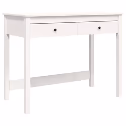vidaXL Solid Wood Pine Desk with Drawers Writing Standing Desk Multi Colours - white