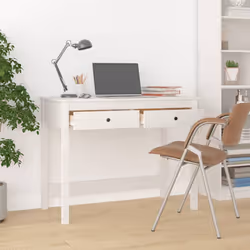 vidaXL Solid Wood Pine Desk with Drawers Writing Standing Desk Multi Colours - white