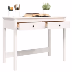 vidaXL Solid Wood Pine Desk with Drawers Writing Standing Desk Multi Colours - white - Additional view 4