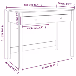 vidaXL Solid Wood Pine Desk with Drawers Writing Standing Desk Multi Colours - white - Additional view 9