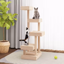 vidaXL Cat Tree Cat Scratch Tower Cat Climber Scratching Tree Solid Wood Pine - brown - Additional view 2