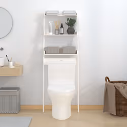 vidaXL Solid Wood Pine Toilet Rack Bathroom Storage Organiser Multi Colours - white