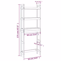 vidaXL Solid Wood Pine Toilet Rack Wooden Bathroom Space Saver Multi Colours - natural