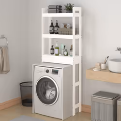 vidaXL Solid Wood Pine Toilet Rack Wooden Bathroom Space Saver Multi Colours - white