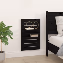 vidaXL 2x Solid Wood Pine Wall-mounted Bedside Shelves Storage Multi Colours - black - Additional view 2