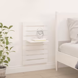 vidaXL 2x Solid Wood Pine Wall-mounted Bedside Shelves Storage Multi Colours - white - Additional view 2