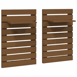 vidaXL 2x Solid Wood Pine Wall-mounted Bedside Shelves Storage Multi Colours - honey brown