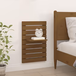 vidaXL 2x Solid Wood Pine Wall-mounted Bedside Shelves Storage Multi Colours - honey brown