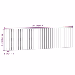 vidaXL Solid Wood Pine Wall Headboard Bed Header Multi Colours Multi Sizes - brown, 204 x 3 x 60 cm - Additional view 3