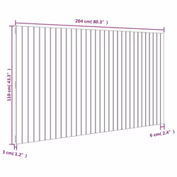 vidaXL Solid Wood Pine Wall Headboard Bed Header Multi Colours Multi Sizes - brown, 204 x 3 x 110 cm - Additional view 3