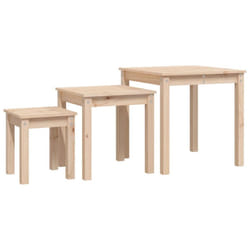 vidaXL 3x Solid Wood Pine Nesting Tables Stackable Nesting Stand Multi Colours - brown