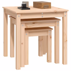 vidaXL 3x Solid Wood Pine Nesting Tables Stackable Nesting Stand Multi Colours - brown - Additional view 4