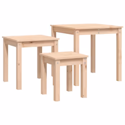 vidaXL 3x Solid Wood Pine Nesting Tables Stackable Nesting Stand Multi Colours - brown - Additional view 5