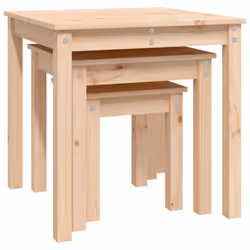 vidaXL 3x Solid Wood Pine Nesting Tables Stackable Nesting Stand Multi Colours - brown - Additional view 6
