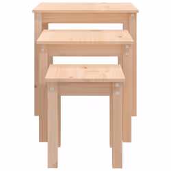vidaXL 3x Solid Wood Pine Nesting Tables Stackable Nesting Stand Multi Colours - brown - Additional view 7