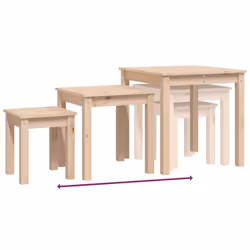 vidaXL 3x Solid Wood Pine Nesting Tables Stackable Nesting Stand Multi Colours - brown - Additional view 8