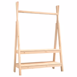 vidaXL Solid Wood Pine Clothes Rack Wooden Wardrobe Coat Stand Multi Colours - brown