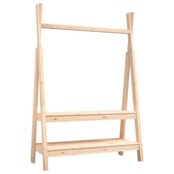 vidaXL Solid Wood Pine Clothes Rack Wooden Wardrobe Coat Stand Multi Colours - brown