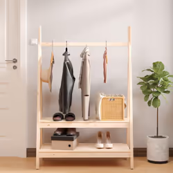 vidaXL Solid Wood Pine Clothes Rack Wooden Wardrobe Coat Stand Multi Colours - brown