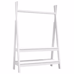vidaXL Solid Wood Pine Clothes Rack Wooden Wardrobe Coat Stand Multi Colours - white