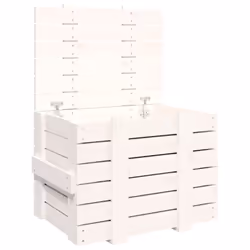 vidaXL Solid Wood Pine Storage Box Blanket Box Multi Colours 58/91x40.5x42 cm - white, 58 x 40.5 x 42 cm