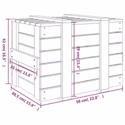 vidaXL Solid Wood Pine Storage Box Blanket Box Multi Colours 58/91x40.5x42 cm - grey, 58 x 40.5 x 42 cm