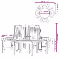 vidaXL Round Tree Bench Circular Tree Bench Garden Bench Solid Wood Eucalyptus - Additional view 5