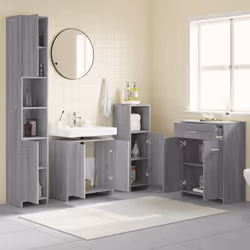 vidaXL Bathroom Furniture Set 4 Piece Storage Cabinet Cupboard Multi Colours - grey sonoma - Additional view 2