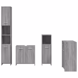 vidaXL Bathroom Furniture Set 4 Piece Storage Cabinet Cupboard Multi Colours - grey sonoma - Additional view 4
