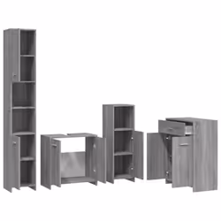 vidaXL Bathroom Furniture Set 4 Piece Storage Cabinet Cupboard Multi Colours - grey sonoma - Additional view 5