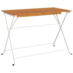 vidaXL Folding Bistro Table Solid Wood Acacia and Steel Table Black/White - white