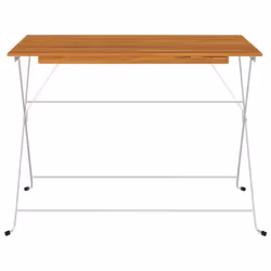 vidaXL Folding Bistro Table Solid Wood Acacia and Steel Table Black/White - white