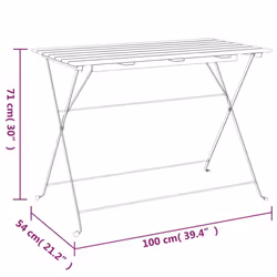 vidaXL Folding Bistro Table Solid Wood Acacia and Steel Table Black/White - white - Additional view 6
