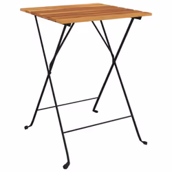 vidaXL Solid Wood Teak Folding Bistro Table Steel Outdoor Wooden Picnic Table